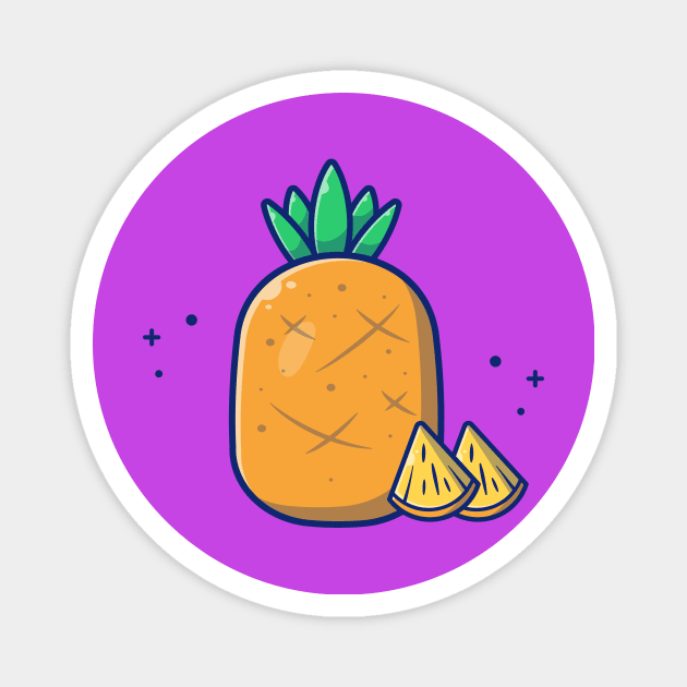 Pineapple And Slices Of Pineapple Cartoon Magnet by Catalyst Labs